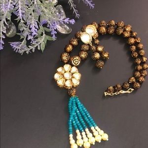Antique Gold Turquoise Necklace+Earrings